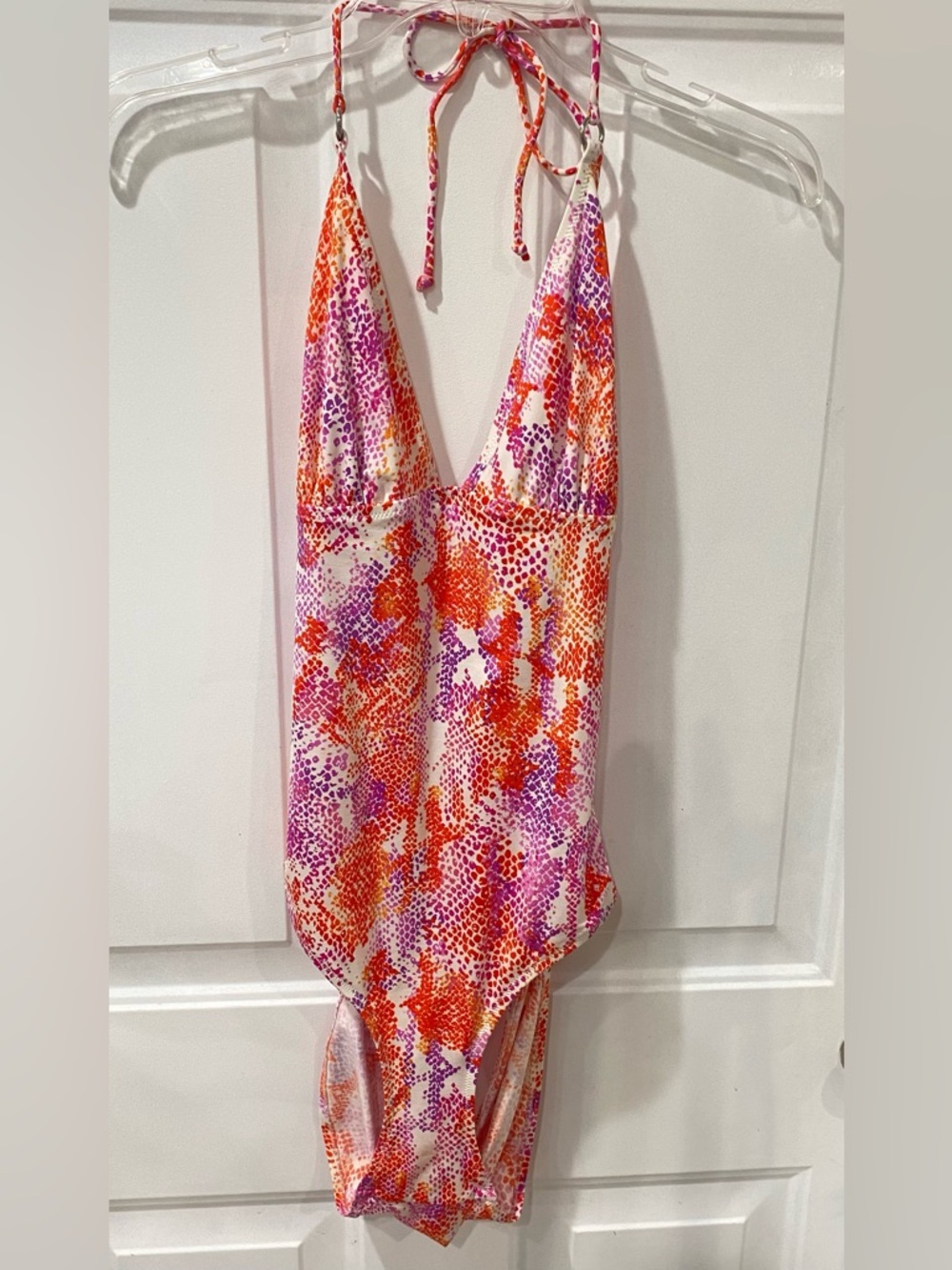 Vintage mariemeili Vibrant Pink & Orange Halter One-Piece Swimsuit women’s XL